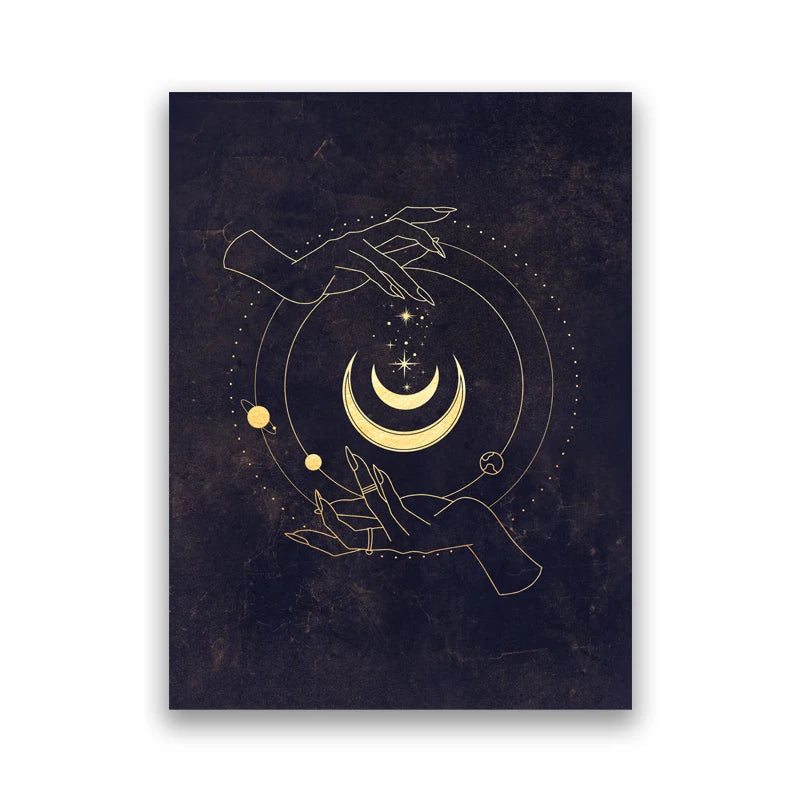 Witchy Wall Decoration Canvas Painting Sun and Moon Celestial Posters Witchcraft Art Prints Abstract Wall Pictures Home Decor