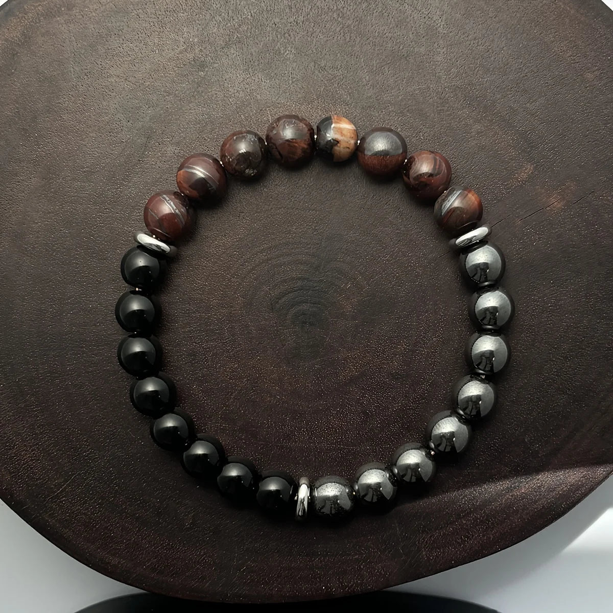 1pc/protection and grounding bracelet made of red tiger eye stone and hematite handmade spiritual protection and energy balance