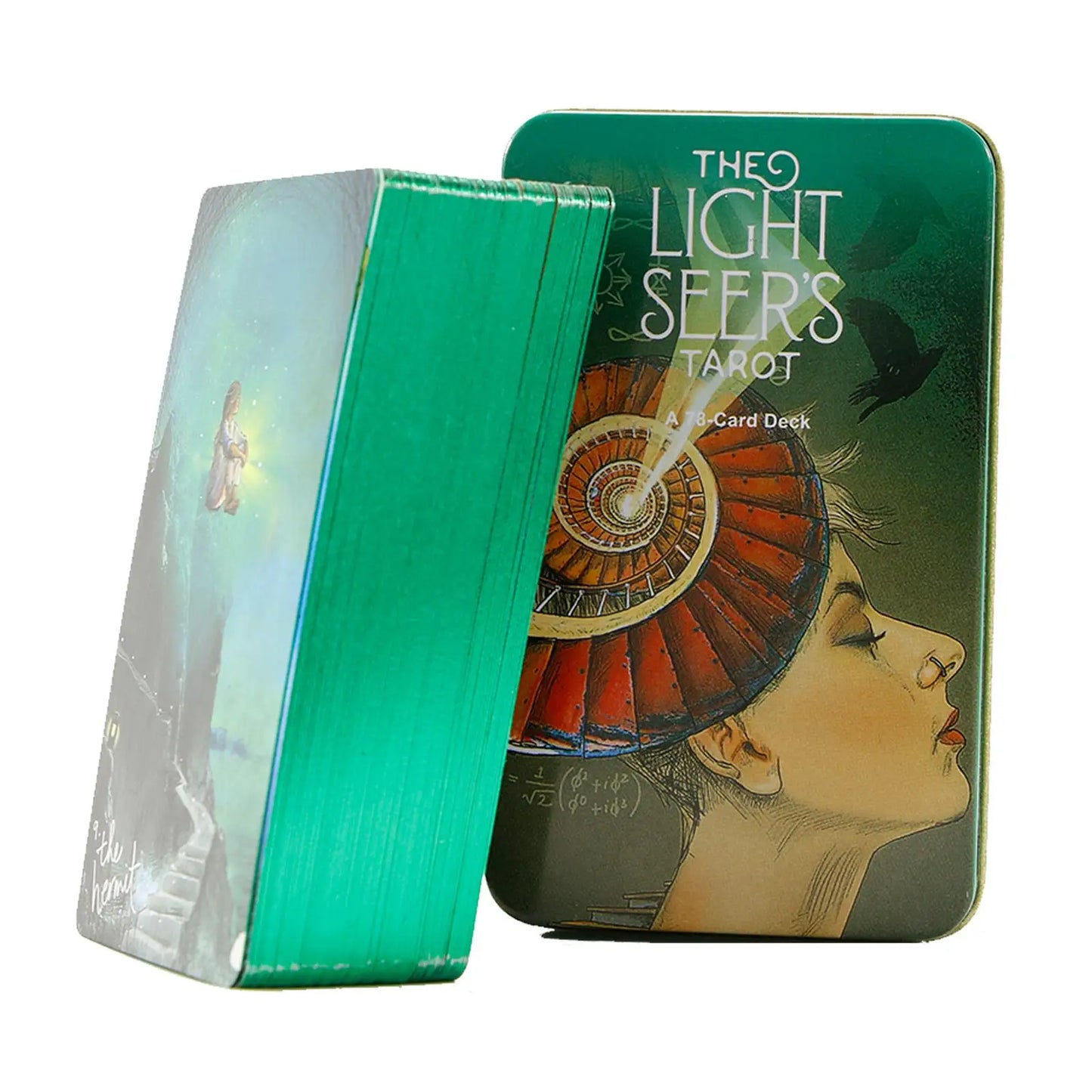 Light Seers Tarot Deck in A Tin, Classic Tarot Cards for Beginners (Gilded Green)