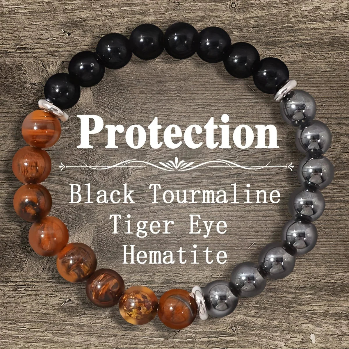 1pc/protection and grounding bracelet made of red tiger eye stone and hematite handmade spiritual protection and energy balance