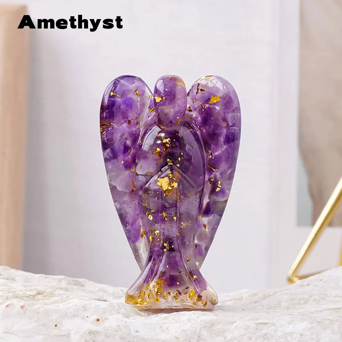 1PC Natural Crystal Macadam Drop Glue Resin Angel Reiki Healing Figurine Home Decoration Trinket Craft Gift Household Supplies