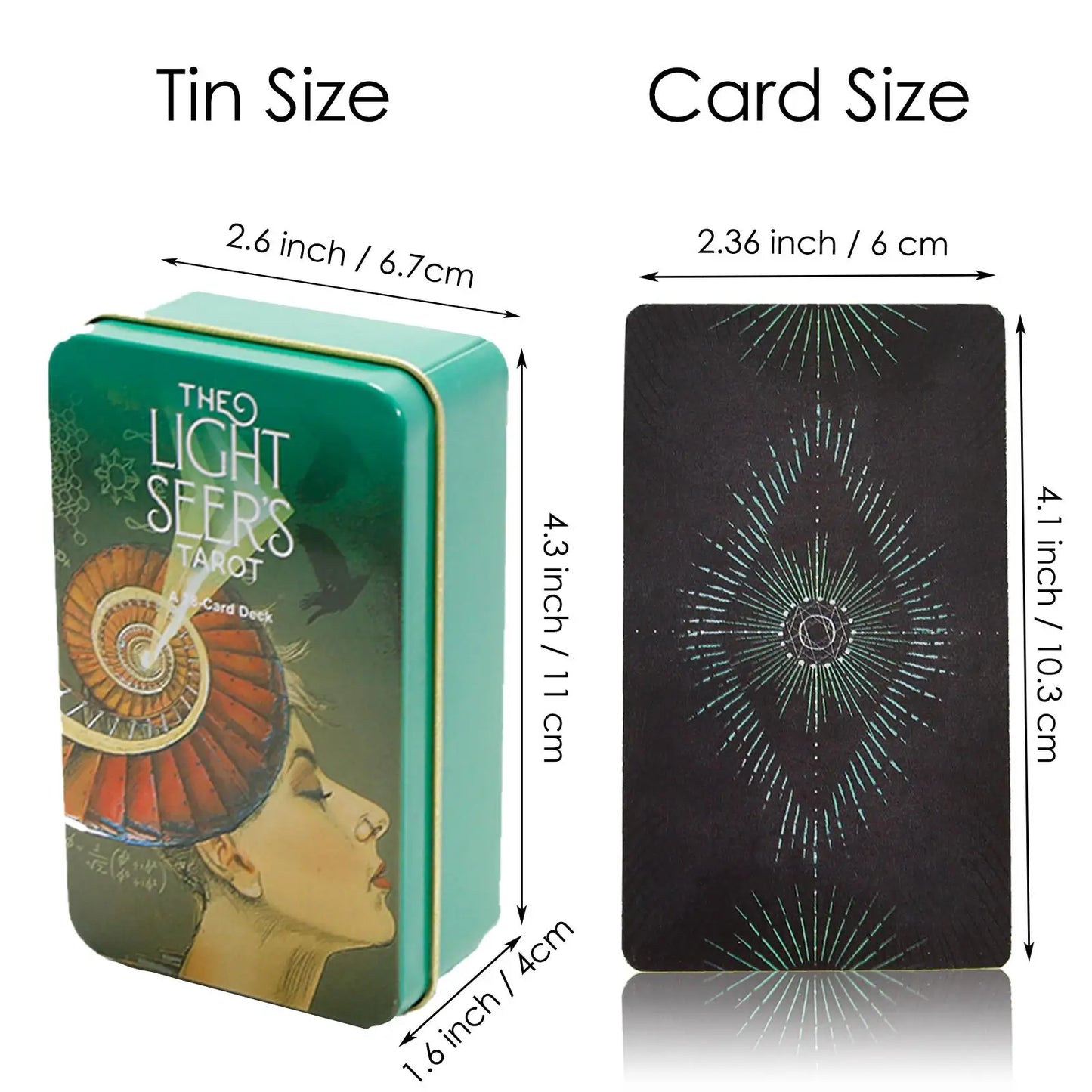 Light Seers Tarot Deck in A Tin, Classic Tarot Cards for Beginners (Gilded Green)