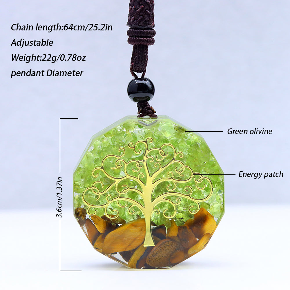 Orgone Necklace Generator Healing Reiki Green Olivine Tree Of Life Chakra Orgonite Pendant Energy Necklaces Meditation Jewelry