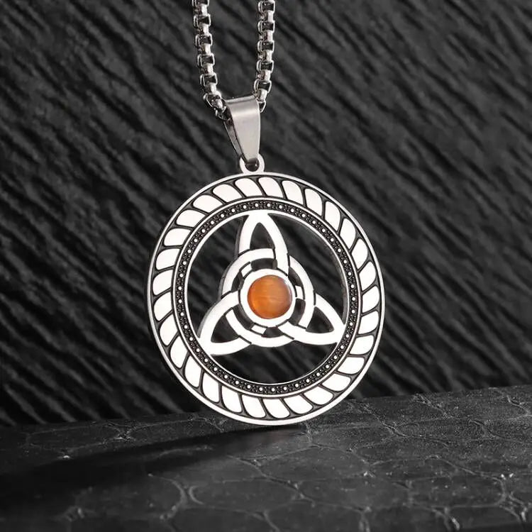 Stylish Celtic Moon Pendant Witchcraft Witch\\'s Knot Necklace for Men Women Personality Charm Amulet Jewelry