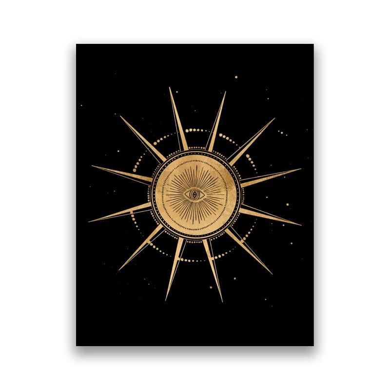 Witchy Wall Decoration Canvas Painting Sun and Moon Celestial Posters Witchcraft Art Prints Abstract Wall Pictures Home Decor