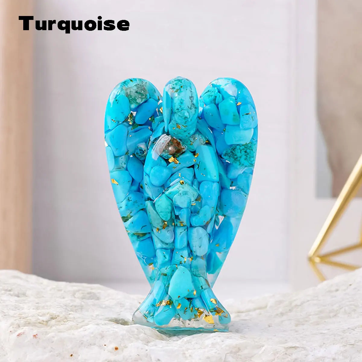 1PC Natural Crystal Macadam Drop Glue Resin Angel Reiki Healing Figurine Home Decoration Trinket Craft Gift Household Supplies