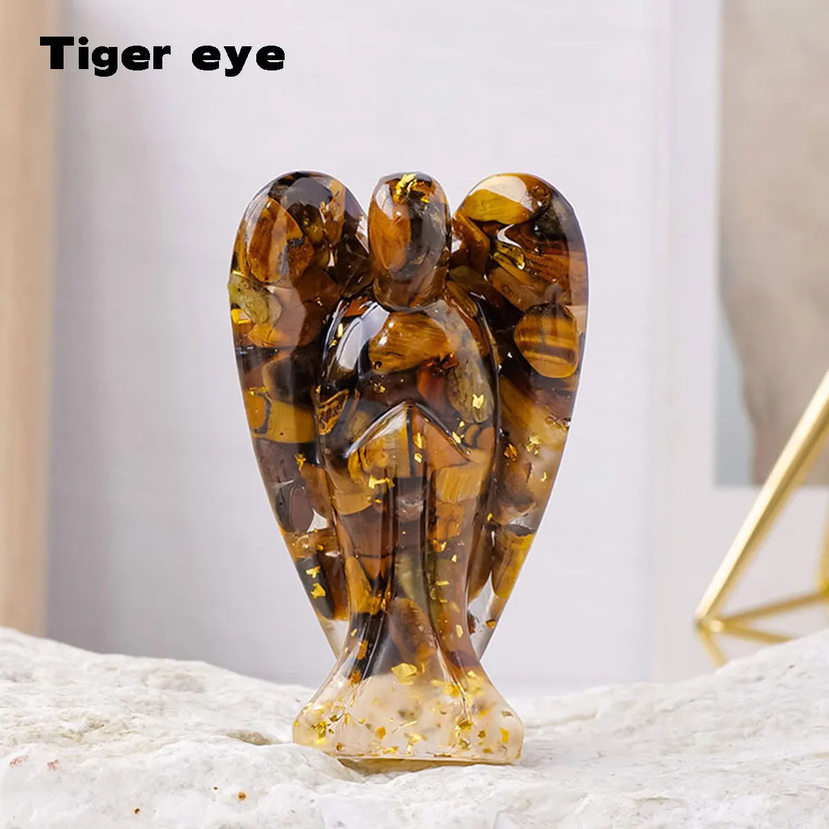 1PC Natural Crystal Macadam Drop Glue Resin Angel Reiki Healing Figurine Home Decoration Trinket Craft Gift Household Supplies