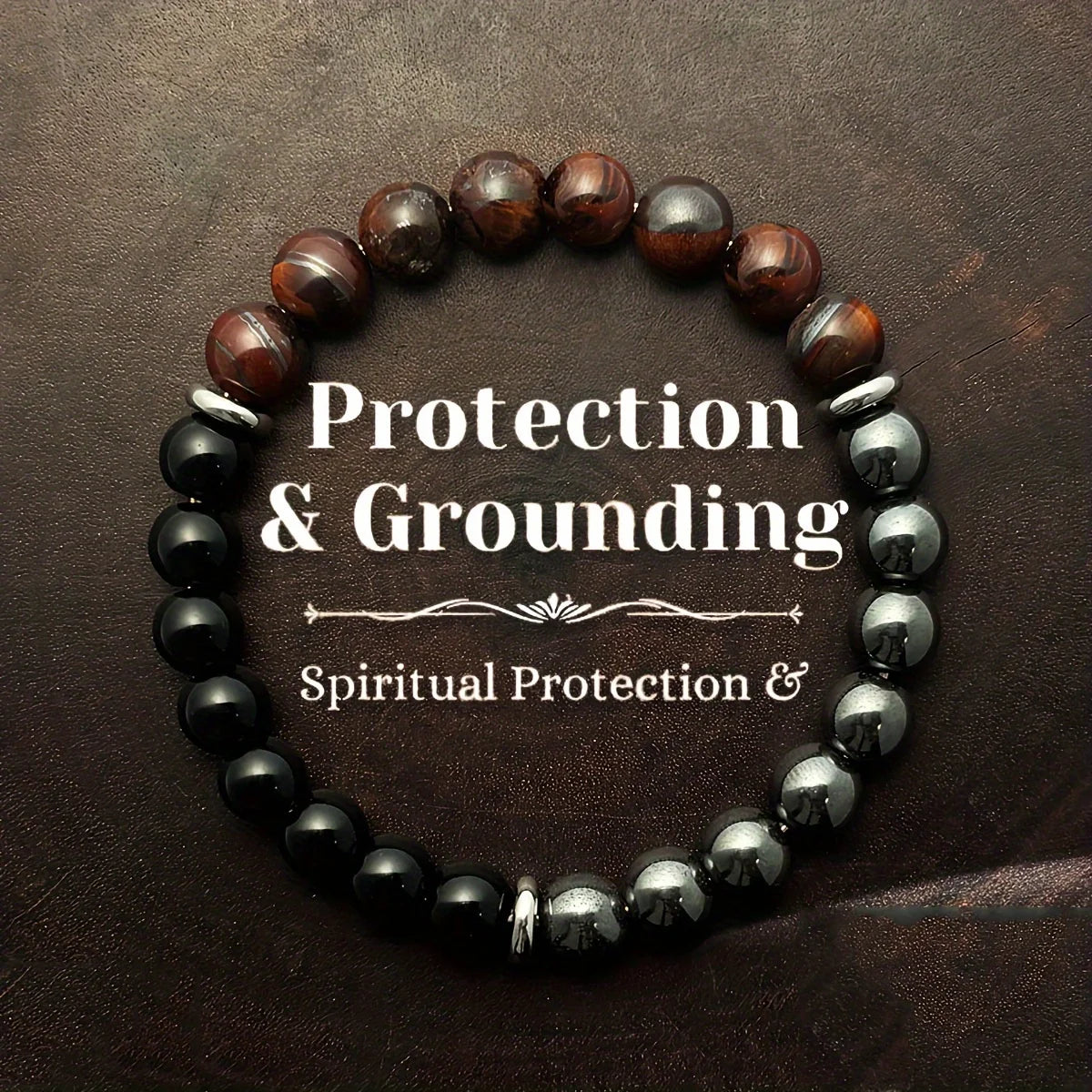 1pc/protection and grounding bracelet made of red tiger eye stone and hematite handmade spiritual protection and energy balance