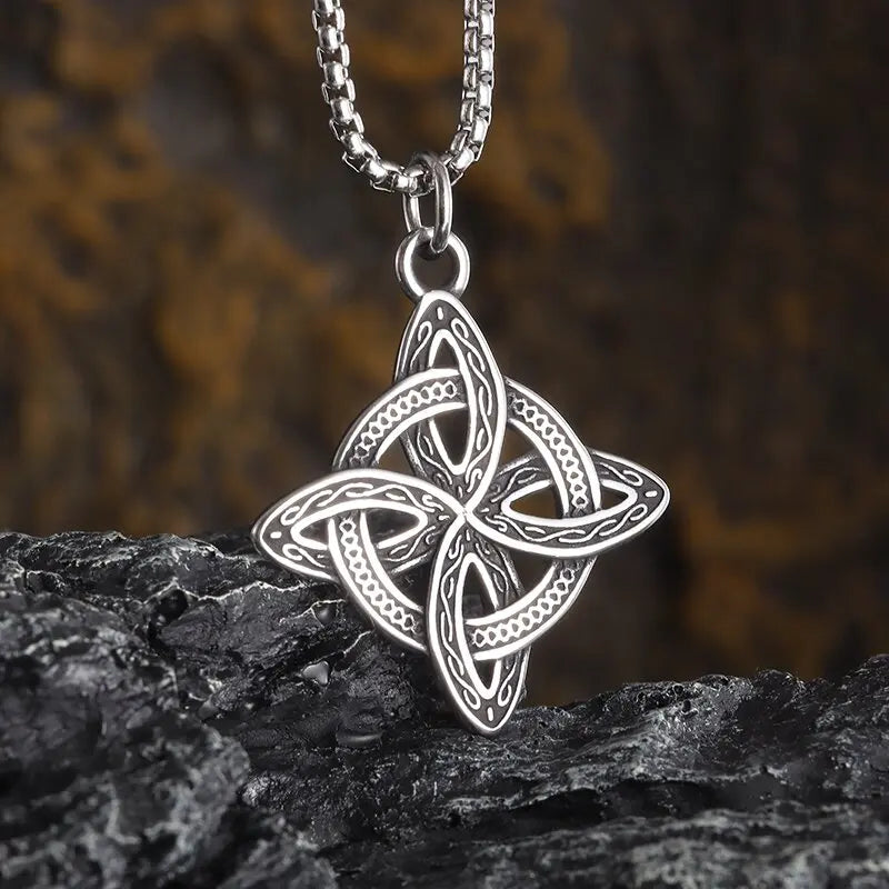 Stylish Celtic Moon Pendant Witchcraft Witch\\'s Knot Necklace for Men Women Personality Charm Amulet Jewelry