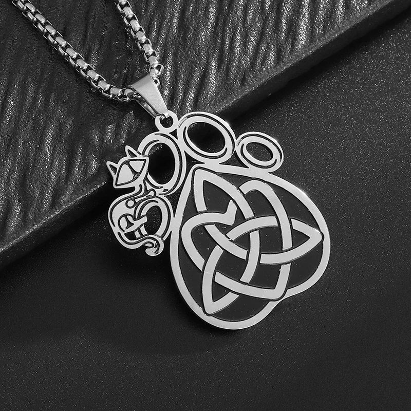 Stylish Celtic Moon Pendant Witchcraft Witch\\'s Knot Necklace for Men Women Personality Charm Amulet Jewelry