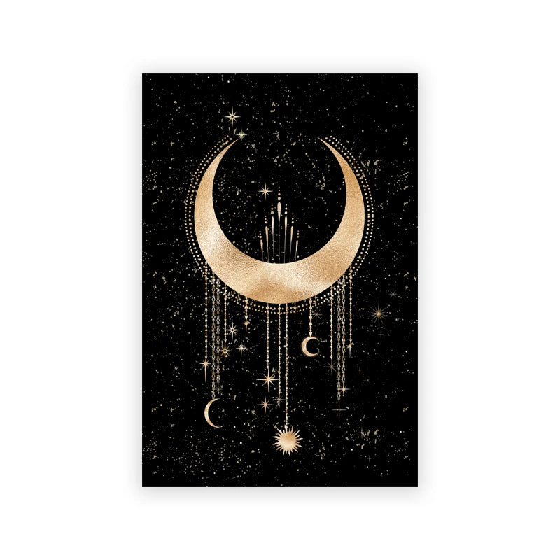 Witchy Wall Decoration Canvas Painting Sun and Moon Celestial Posters Witchcraft Art Prints Abstract Wall Pictures Home Decor