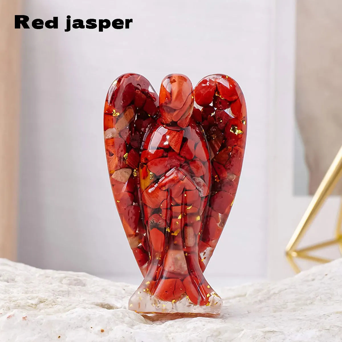 1PC Natural Crystal Macadam Drop Glue Resin Angel Reiki Healing Figurine Home Decoration Trinket Craft Gift Household Supplies